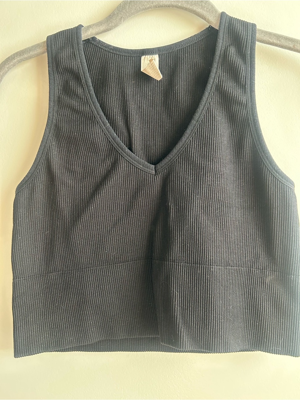 90 Degree By Reflex Black Ribbed V-Neck Tank Top
